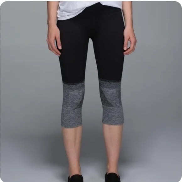 Lululemon seamlessly street capri ombré leggings black gray 9745 - Picture 1 of 10